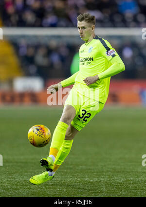 Rugby Park, Kilmarnock, UK. 1er décembre 2018. Football Premiership Ladbrokes, Kilmarnock contre Hibernian ; Oli Shaw d'Hibernian en action : Action Crédit Plus Sport/Alamy Live News Banque D'Images