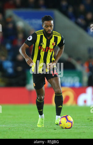 Leicester, Royaume-Uni. 1er décembre 2018. Nathaniel Chalobah de Watford au cours de la Premier League match entre Leicester City et Watford à King Power Stadium le 1er décembre 2018 à Leicester, Angleterre. (Photo de Leila Coker/phcimages.com) : PHC Crédit Images/Alamy Live News Banque D'Images