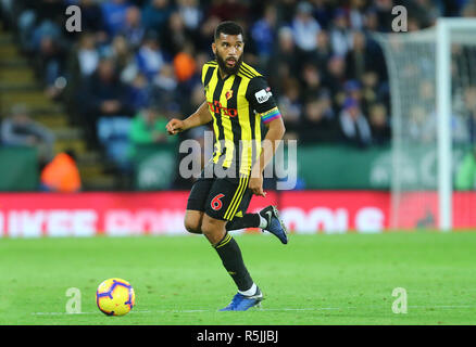 Leicester, Royaume-Uni. 1er décembre 2018. Adrian Mariappa de Watford au cours de la Premier League match entre Leicester City et Watford à King Power Stadium le 1er décembre 2018 à Leicester, Angleterre. (Photo de Leila Coker/phcimages.com) : PHC Crédit Images/Alamy Live News Banque D'Images