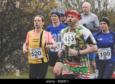 Chasewater, Staffordshire, Royaume-Uni. 1er décembre 2018. Les coureurs participant à la course annuelle de pudding Chrsitmas Crédit : Daniel James Armishaw/Alamy Live News Banque D'Images