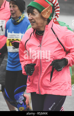 Chasewater, Staffordshire, Royaume-Uni. 1er décembre 2018. Les coureurs participant à la course annuelle de pudding Chrsitmas Crédit : Daniel James Armishaw/Alamy Live News Banque D'Images