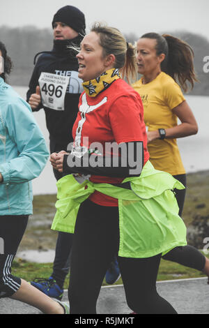 Chasewater, Staffordshire, Royaume-Uni. 1er décembre 2018. Les coureurs participant à la course annuelle de pudding Chrsitmas Crédit : Daniel James Armishaw/Alamy Live News Banque D'Images