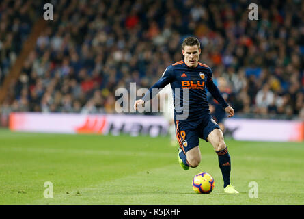 Kevin Gameiro (FC Valence) vu en action pendant la match de la Liga entre le Real Madrid et Valence CF au stade Santiago Bernabéu de Madrid. (Score final : 2 - 0 Real Madrid Valencia) Banque D'Images