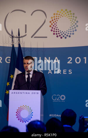 Buenos Aires, capitale fédérale, Argetina. 1er décembre 2018. Le président Frances, Emmanuel Macron, lors d'une conférence de presse lors du sommet des dirigeants du G20 s'est tenue à Buenos Aires, Argentine. Credit : Roberto Almeida Aveledo/ZUMA/Alamy Fil Live News Banque D'Images