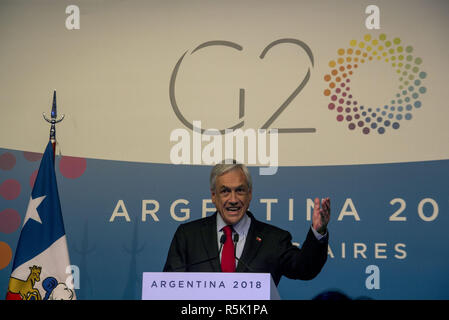 Buenos Aires, capitale fédérale, Argetina. 1er décembre 2018. Le président chilien SebastiÃ¡n PiÃ±era lors d'une conférence de presse lors du sommet des dirigeants du G20 s'est tenue à Buenos Aires, dans lequel son pays est l'invité. Credit : Roberto Almeida Aveledo/ZUMA/Alamy Fil Live News Banque D'Images