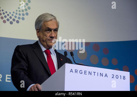 Buenos Aires, capitale fédérale, Argetina. 1er décembre 2018. Le président chilien SebastiÃ¡n PiÃ±era lors d'une conférence de presse lors du sommet des dirigeants du G20 s'est tenue à Buenos Aires, dans lequel son pays est l'invité. Credit : Roberto Almeida Aveledo/ZUMA/Alamy Fil Live News Banque D'Images