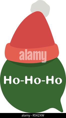 Joyeux Noël carte de souhaits dans l'art de style rétro avec lettrage Ho ho ho et Santa Claus hat. Vector illustration. Isolé sur fond blanc. Illustration de Vecteur
