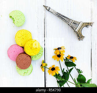 Macarons faits de blancs d'œufs et la farine d'amande Banque D'Images