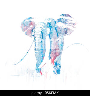 L'image de l'éléphant d'aquarelle Banque D'Images