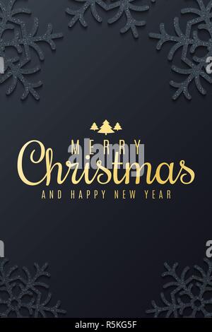 Carte de vœux de Noël. Luxe et de flocons de brillantes paillettes sur fond sombre. Flyer web de fête. Vector illustration. EPS 10 Illustration de Vecteur
