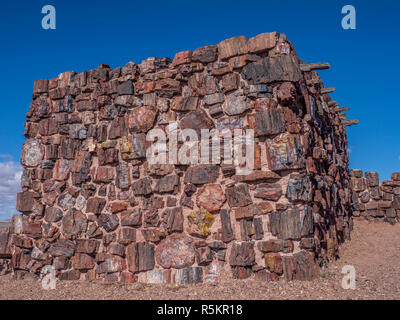 L'agate House ruin, Long Log et Agate House, des sentiers du Parc National de la Forêt Pétrifiée, Arizona. Banque D'Images