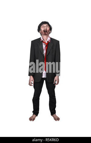 Portrait de creepy asian zombie man standing Banque D'Images