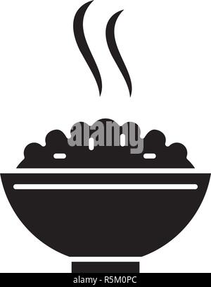 Porridge icône noire, vector signe sur fond isolé. Porridge symbole, illustration Illustration de Vecteur