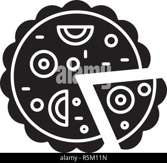 Pizza icône noire, vector signe sur fond isolé. Pizza concept symbole, illustration Illustration de Vecteur