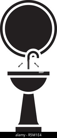 Lavabo icône noire, vector signe sur fond isolé. Lavabo symbole, illustration Illustration de Vecteur