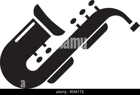 Saxophone Jazz icône noire, vector signe sur fond isolé. Saxophone Jazz, symbole concept illustration Illustration de Vecteur