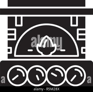 Cheminée brique icône noire, vector signe sur fond isolé. Cheminée brique symbole, illustration Illustration de Vecteur