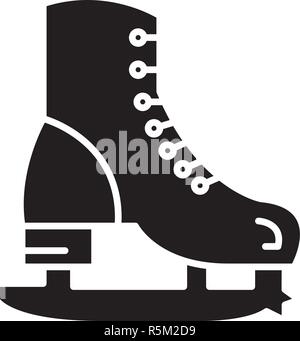 Skates icône noire, vector signe sur fond isolé. Skates symbole, illustration Illustration de Vecteur