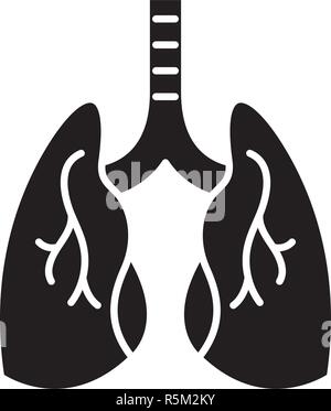 Poumons icône noire, vector signe sur fond isolé. Poumons symbole, illustration Illustration de Vecteur