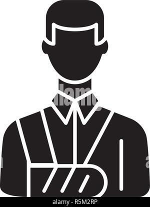 Homme bandée icône noire, vector signe sur fond isolé. L'homme bandé, symbole concept illustration Illustration de Vecteur