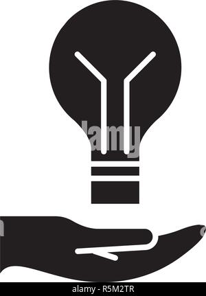 Idée lumineuse icône noire, vector signe sur fond isolé. Idée lumineuse symbole, illustration Illustration de Vecteur
