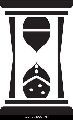 Temps Hourglass icône noire, vector signe sur fond isolé. Temps de sablier symbole, illustration Illustration de Vecteur