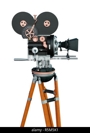 Cinéaste de rendu 3D Movie Camera on White Banque D'Images