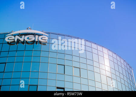 21 septembre 2017, Bucarest/Roumanie - Engie (ancien bâtiment de GDF Suez) et des bureaux. Engie est une multinationale française Société de distribution d'électricité ; Banque D'Images