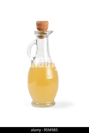 Carafe avec vinaigre de pomme isolé Banque D'Images