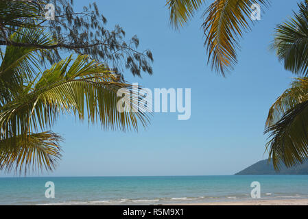 Les plages dans le Nord du Queensland en Australie ont la vraie beauté tropicale polynésienne. Cette une à Cape Tribulation est un exemple parfait. Banque D'Images