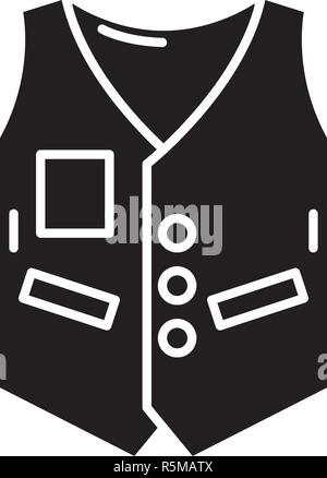 Veste de travail icône noire, vector signe sur fond isolé. Veste de travail, symbole concept illustration Illustration de Vecteur