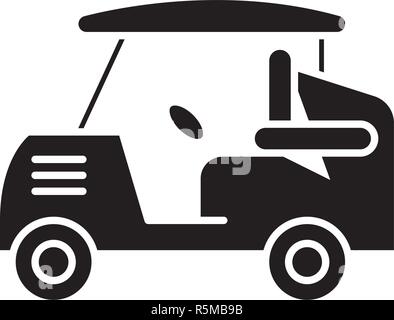 Golf voiture icône noire, vector signe sur fond isolé. Golf voiture symbole, illustration Illustration de Vecteur