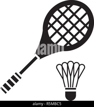 Raquette Badminton icône noire, vector signe sur fond isolé. Raquette Badminton symbole, illustration Illustration de Vecteur