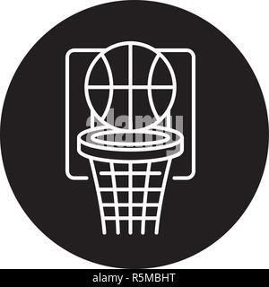 Basket-ball jouer icône noire, vector signe sur fond isolé. Jouer au basket-ball, symbole concept illustration Illustration de Vecteur