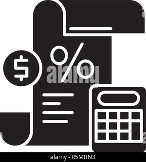 Pertes et profits icône noire, vector signe sur fond isolé. Pertes et profits symbole, illustration Illustration de Vecteur