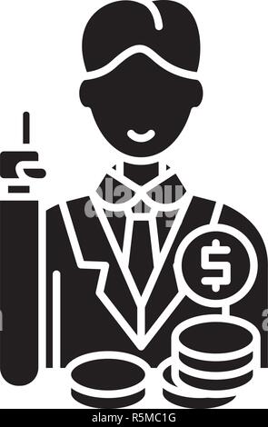 Des investissements intelligents icône noire, vector signe sur fond isolé. Des investissements intelligents, symbole concept illustration Illustration de Vecteur