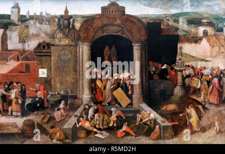 Christ conduisant le Traders du Temple par Pieter Brueghel l'Ancien ou disciple de Jérôme Bosch, huile sur panneau, après 1570 Banque D'Images