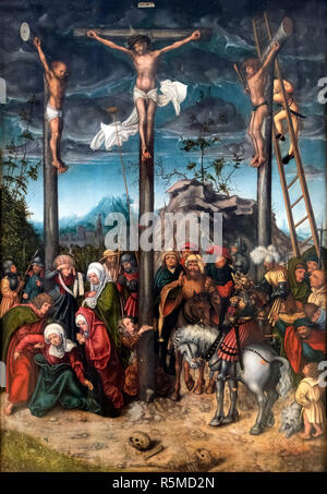 La Crucifixion par Lucas Cranach le Vieux (1472-1553), huile sur toile, 1506-20 Banque D'Images