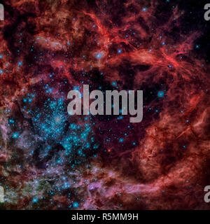 Star cluster dans la nébuleuse de la tarentule. Grand Nuage de Magellan. Banque D'Images