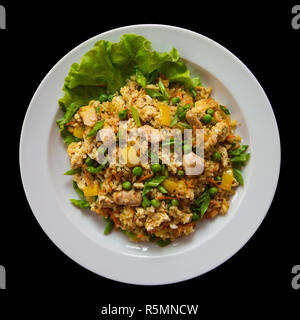 La viande de poulet avec riz Banque D'Images