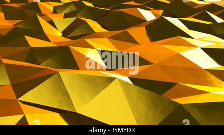 Abstract background cristallin triangulaire d'or Banque D'Images
