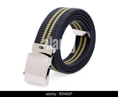 Couleur bleu ceinture tissée isolé sur fond blanc Banque D'Images