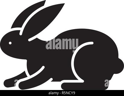 Icône noire Lapin, vector signe sur fond isolé. Le lapin symbole, illustration Illustration de Vecteur