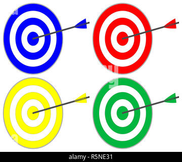 Dans l'objectif,4 cibles colorées avec la flèche Banque D'Images