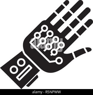 Gants Cyber  ? ?icône noire, vector signe sur fond isolé. Gants Cyber  ? ?Symbole, illustration Illustration de Vecteur