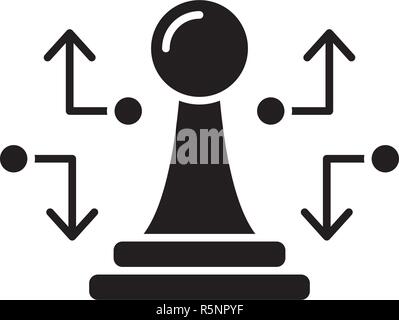 Changement stratégique icône noire, vector signe sur fond isolé. Changement stratégique symbole, illustration Illustration de Vecteur