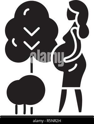 Femme enceinte icône noire, vector signe sur fond isolé. Femme enceinte, symbole, illustration Illustration de Vecteur