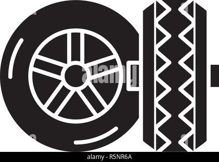 Pneumatiques icône noire, vector signe sur fond isolé. Pneumatiques symbole, illustration Illustration de Vecteur