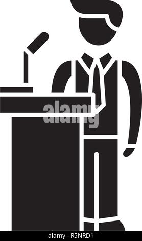 Exécution publique icône noire, vector signe sur fond isolé. Exécution publique symbole, illustration Illustration de Vecteur