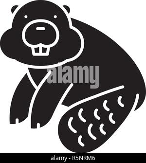 L'icône noire de castor, vector signe sur fond isolé. Le castor symbole, illustration Illustration de Vecteur